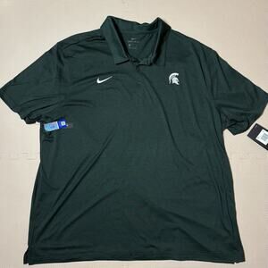 Michigan State Spartans Nike Dri-fit Polo Shirt Mens 3XL Green Wicking Football